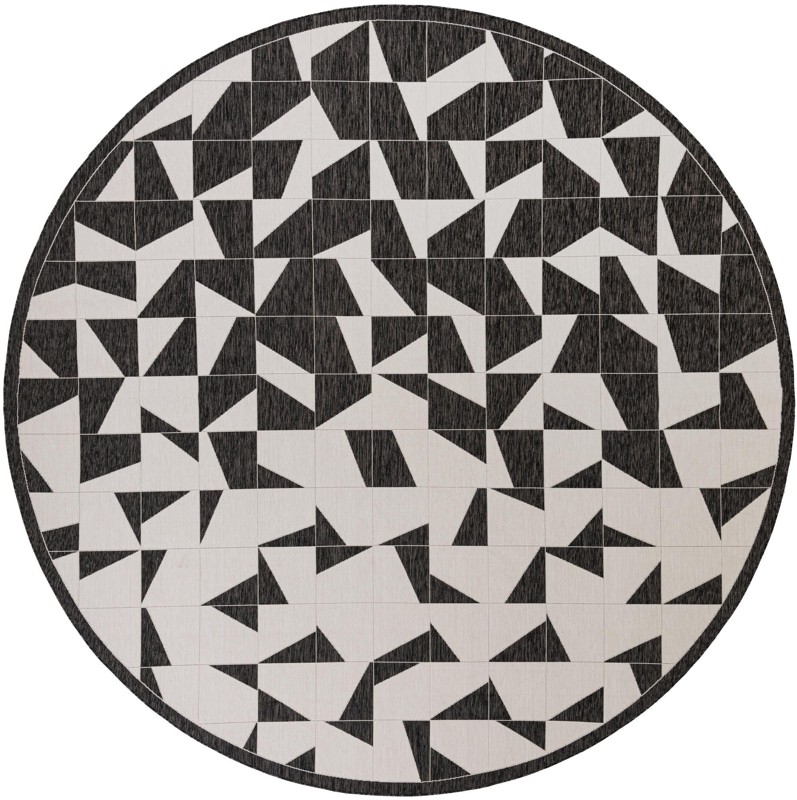 13' x 13' Hildreth · Geometric Outdoor Rug, black and white