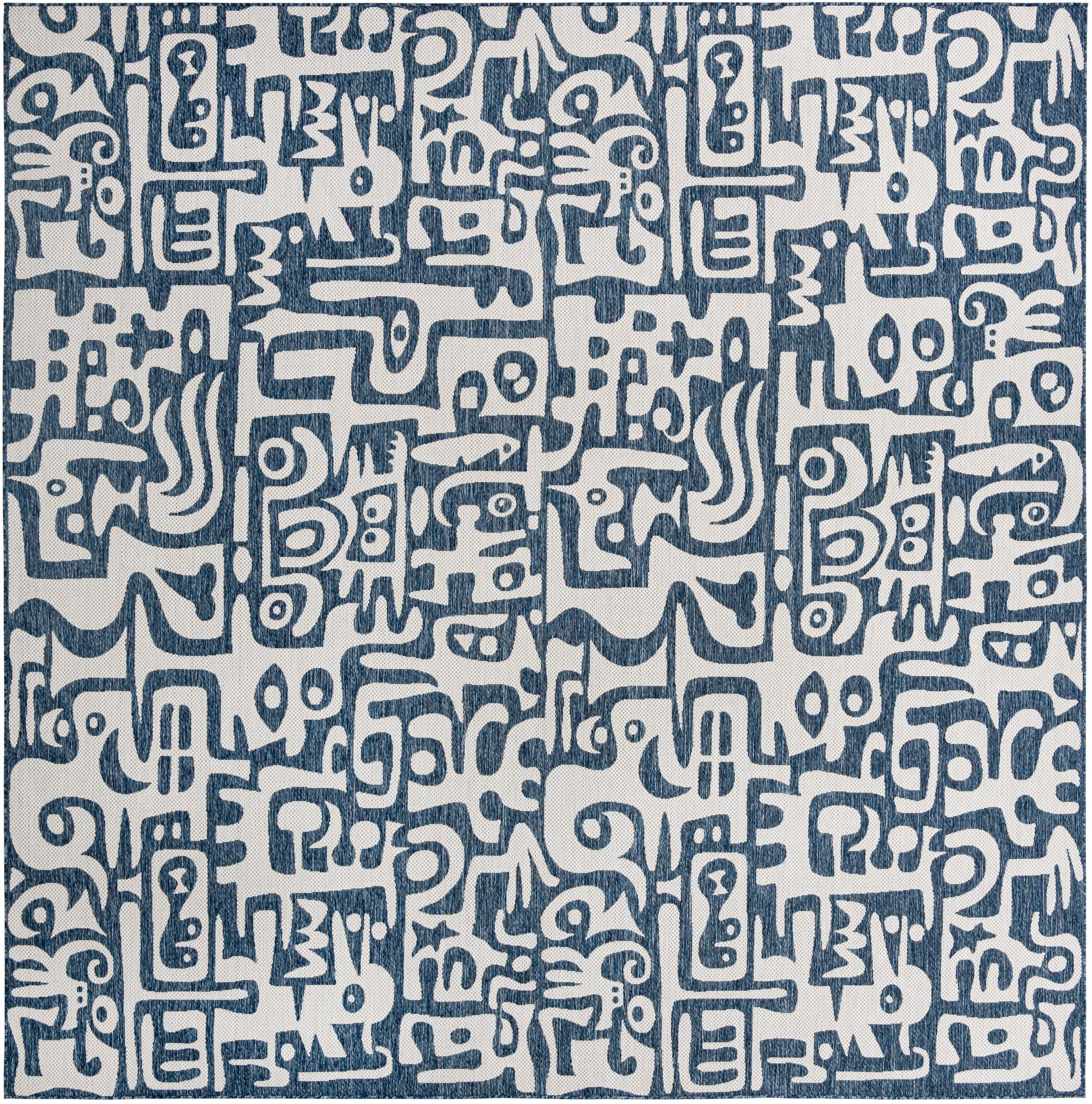 13' x 13' Hungerford · Abstract Outdoor Rug, blue