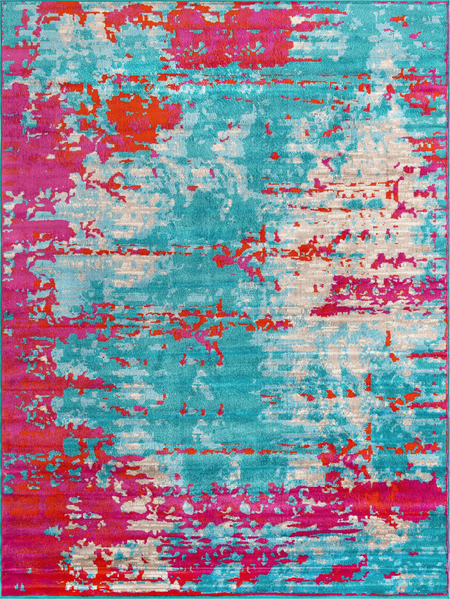 9' x 12' Farnham · Abstract rug, turquoise and pink