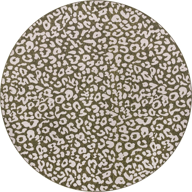 Cardamom · Leopard print Outdoor Rug, green and ivory