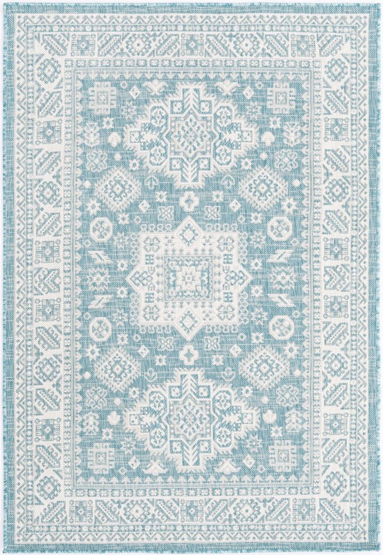 Bellamy · Border Outdoor Rug, aqua