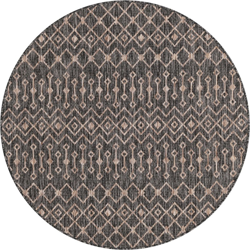 5' 3 x 5' 3 Kearney · Geometric diamond Outdoor Rug, charcoal and natural