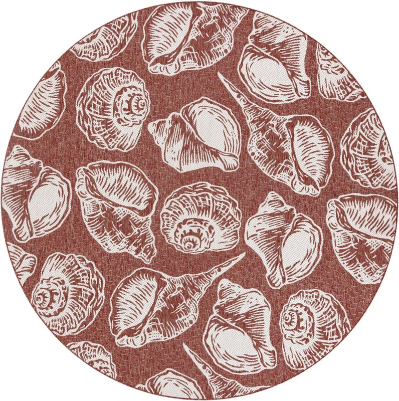 10' x 10' Arcata · Seashell Outdoor Rug, rust and ivory