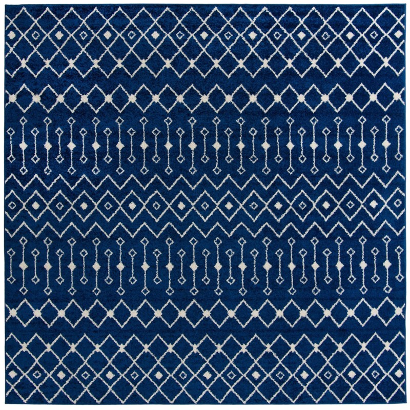 10' x 10' Boswell · Geometric trellis rug, navy and ivory