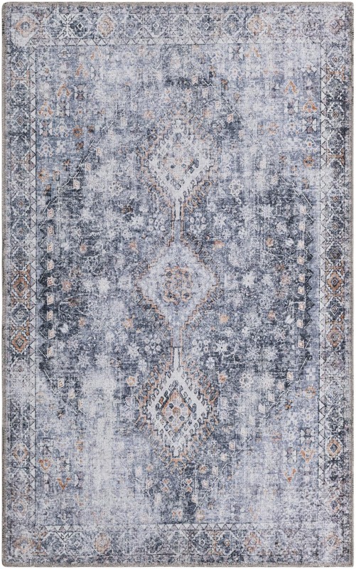3' 3 x 5' 3 Hodges · Distressed medallion rug, gray and black