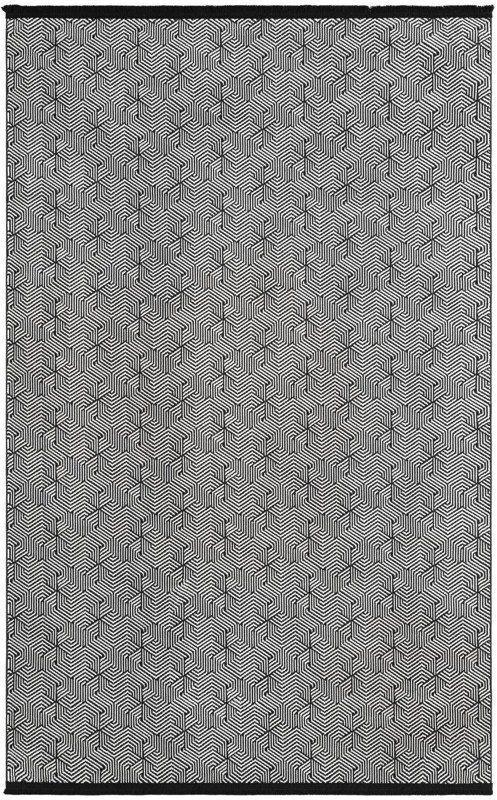 5' 3 x 8' Harwood · Geometric rug, black and white