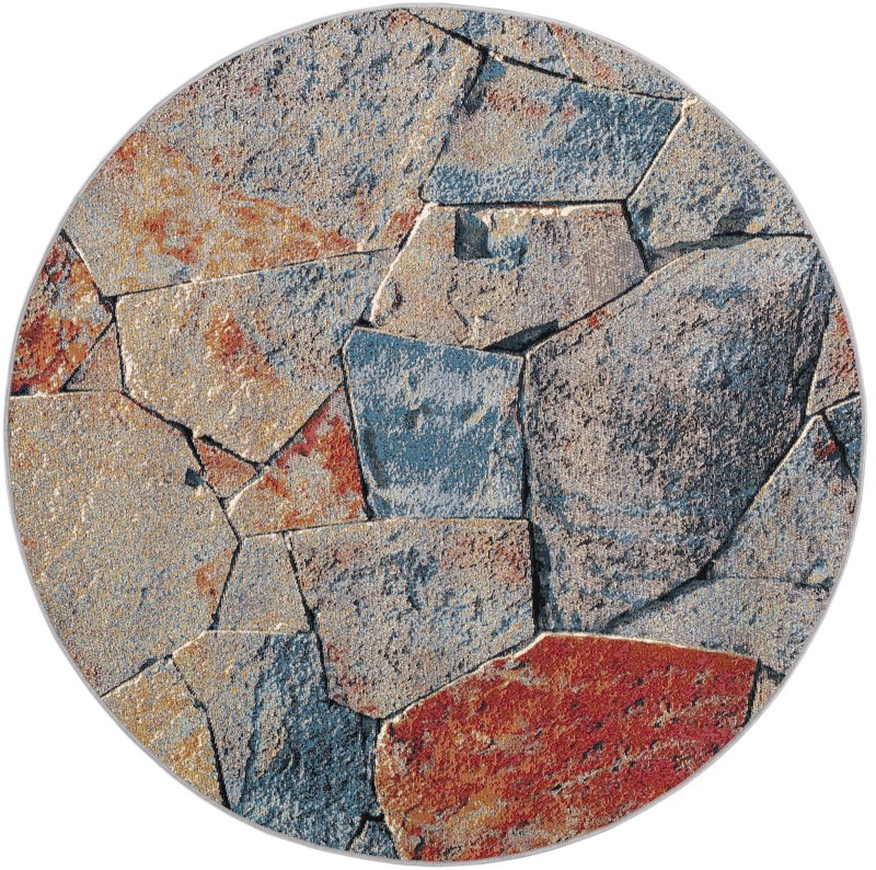 5' x 5' Cobblestone · Abstract Outdoor Rug, multi