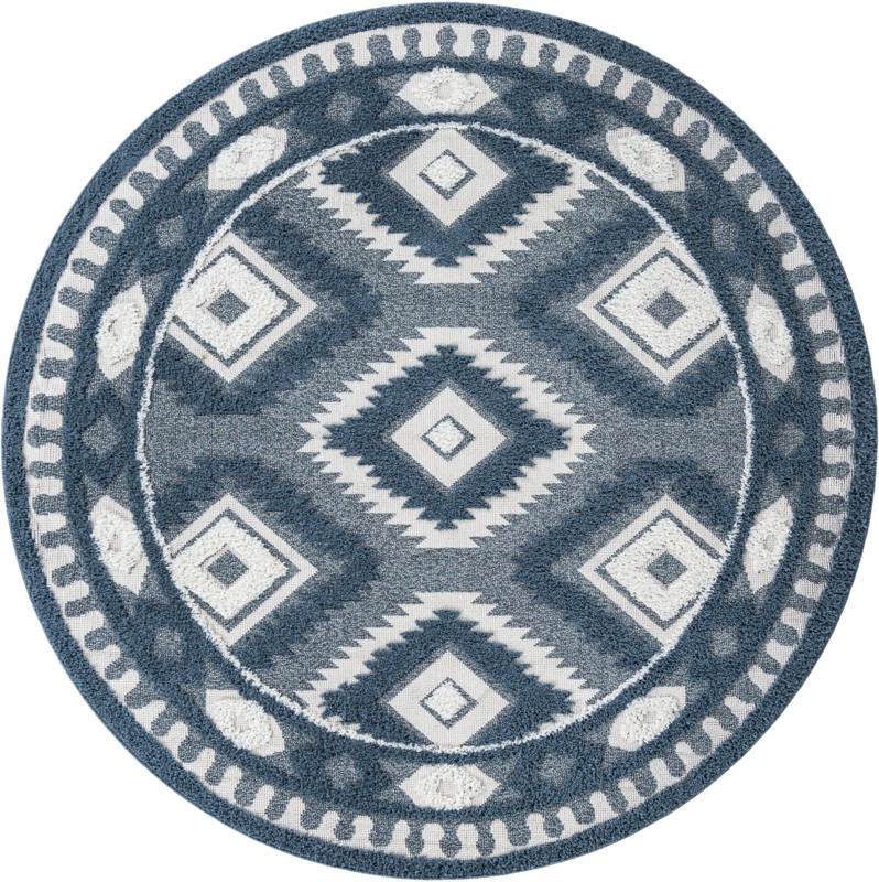 7' 10 x 7' 10 Bernard · Border rug, blue