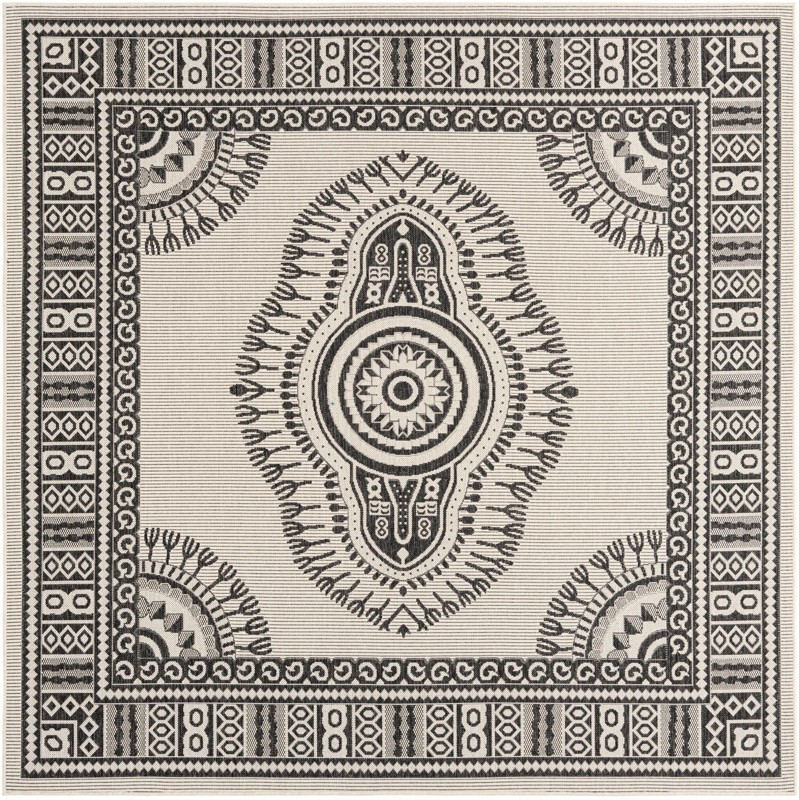 7' 10 x 7' 10 Bainbridge · Border Outdoor Rug, white and black
