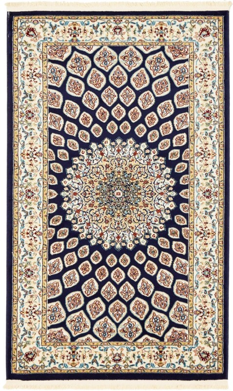 3' x 5' 3 Blakemore · Medallion rug, navy and cream