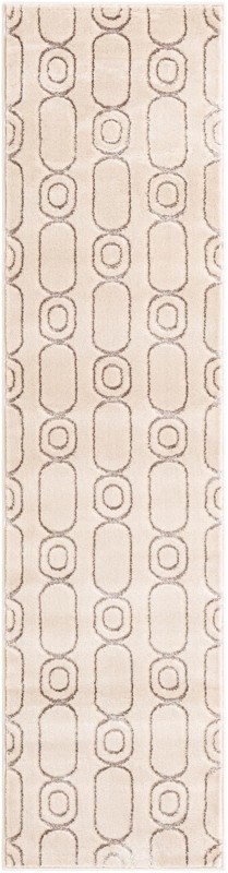 2' x 8' Renwick · Geometric rug, white and silver