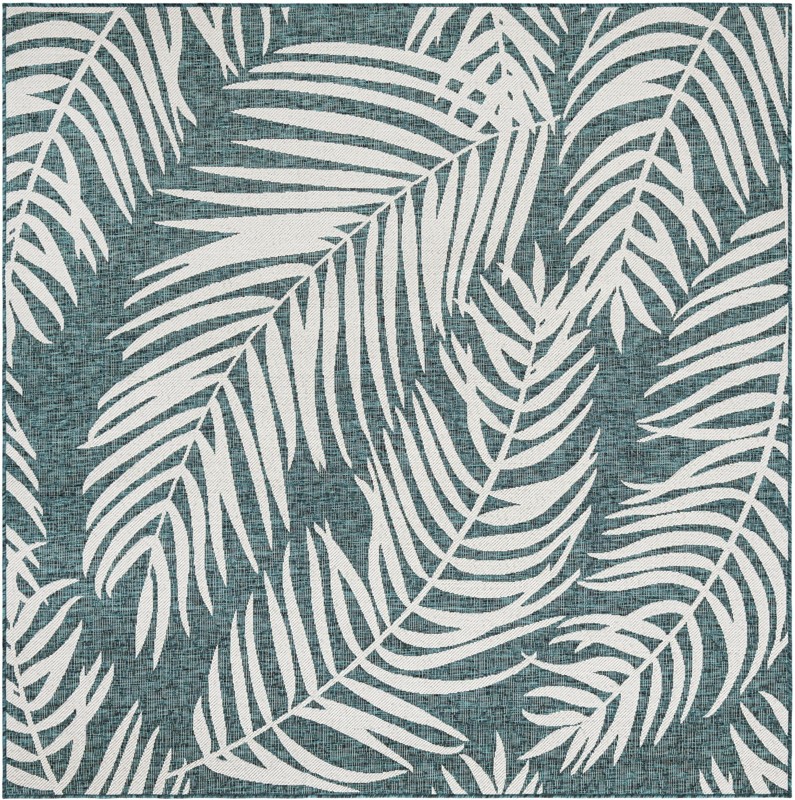 7' 10 x 7' 10 Moody · Floral / botanical Outdoor Rug, teal