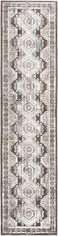 3' x 13' Harmon · Border rug, gray