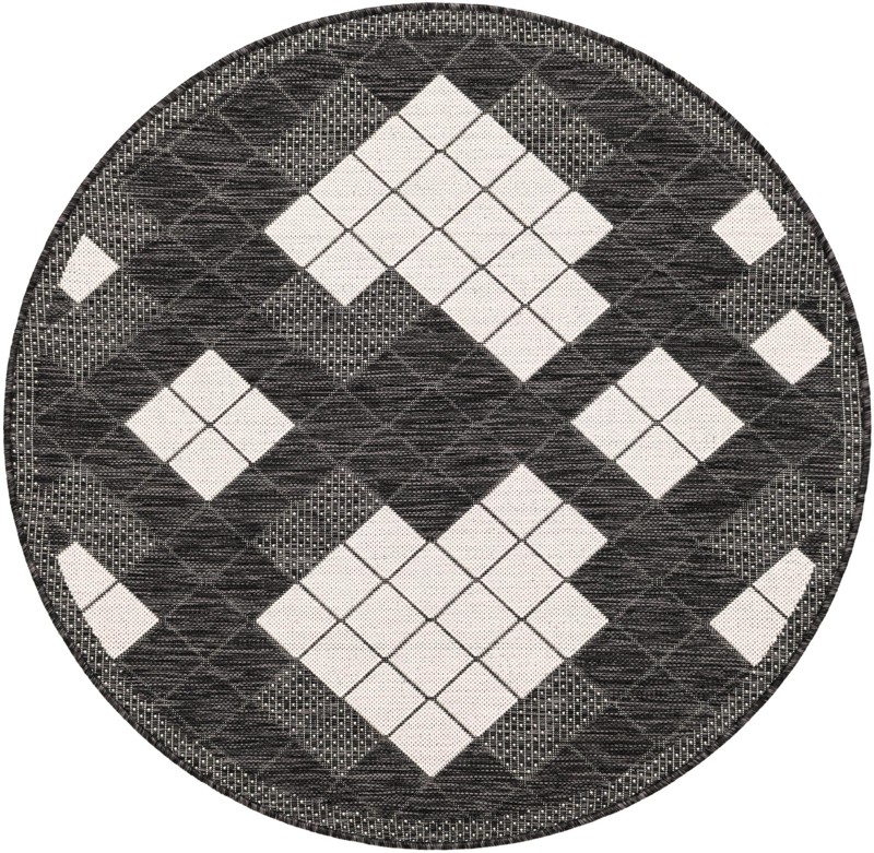 Keaton · Plaid Outdoor Rug, black and white