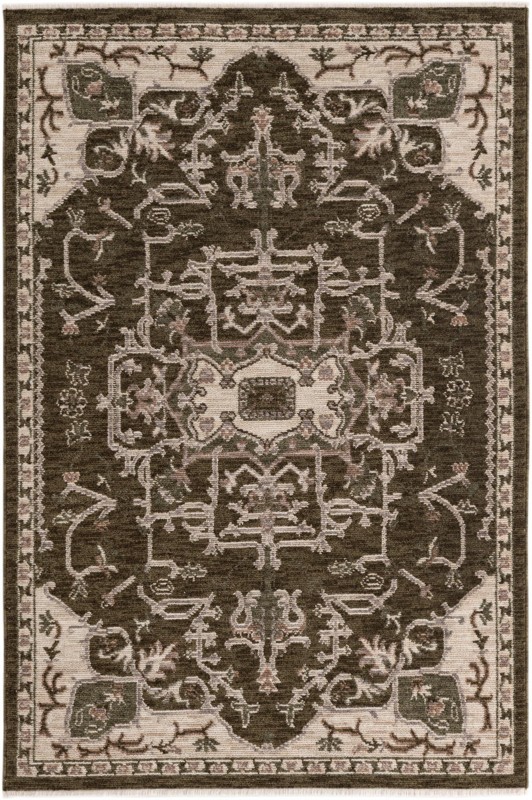 5' x 7' 7 Colter · Border rug, green