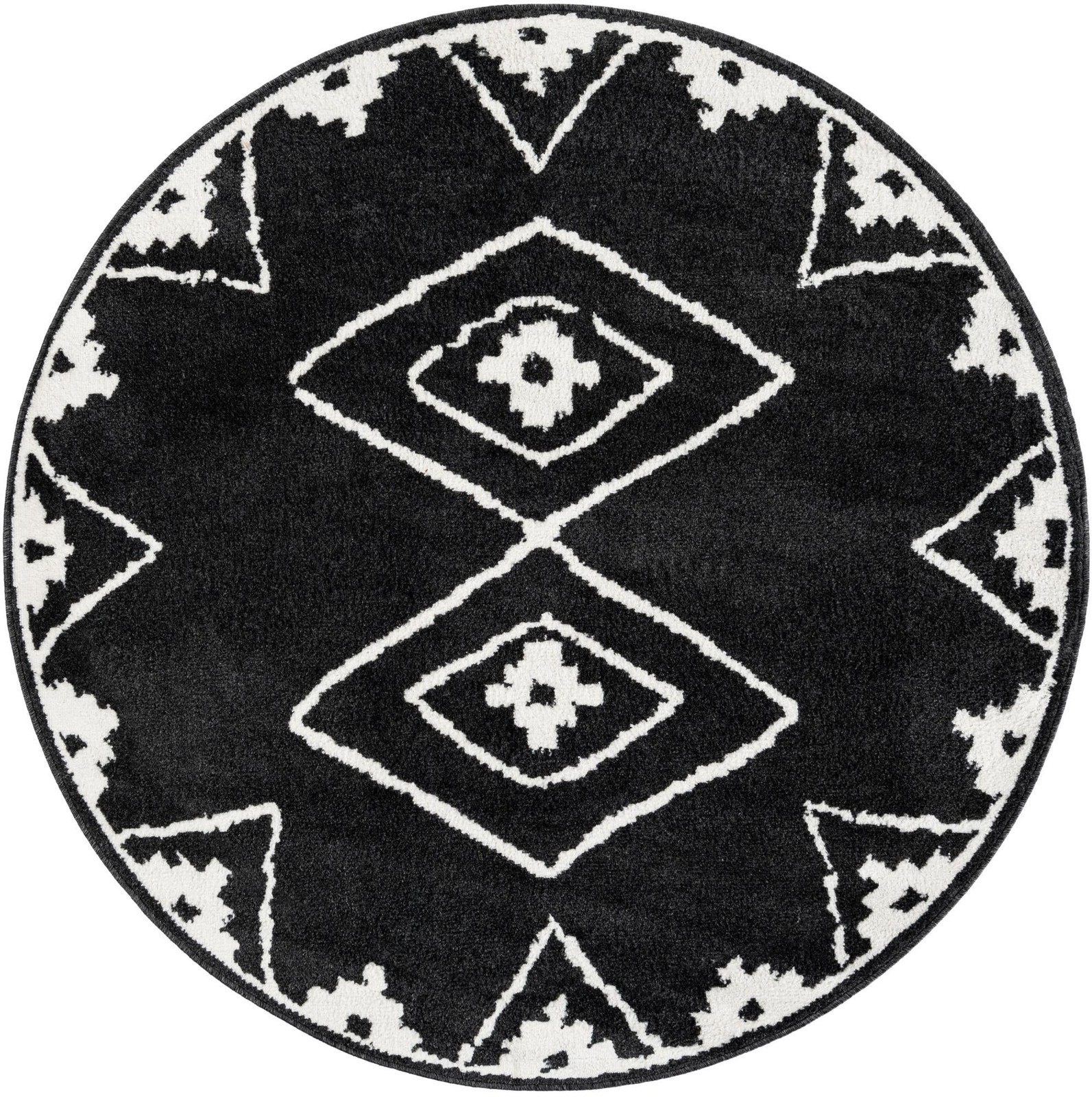 5' x 5' Sumac · Border rug, black