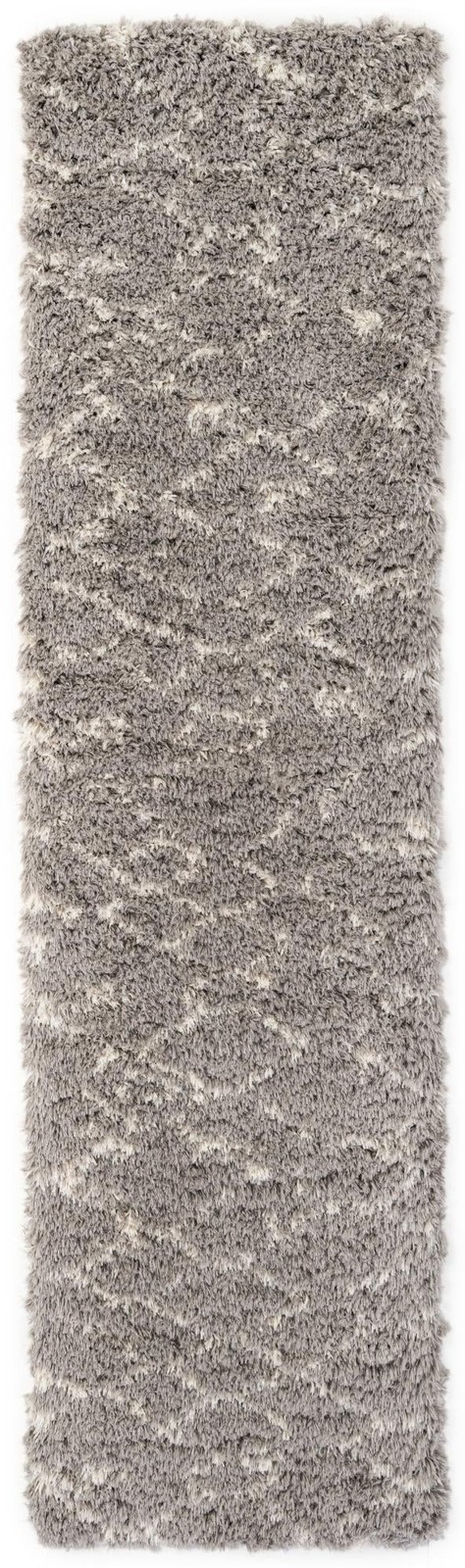 2' 7 x 10' Bramblewood · Lattice shag rug, gray and ivory