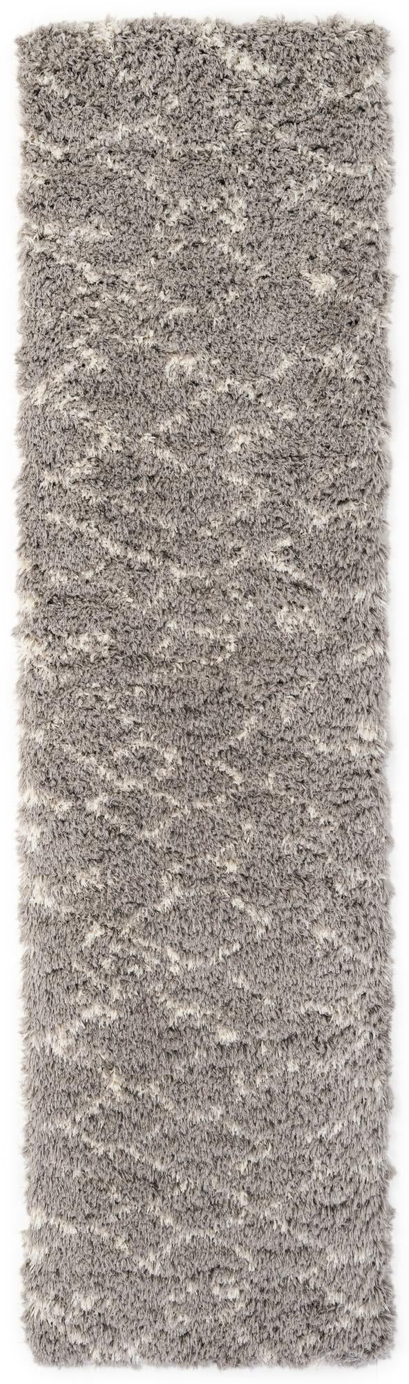 2' 7 x 10' Bramblewood · Lattice shag rug, gray and ivory