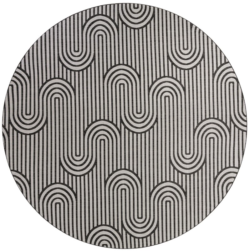 13' x 13' Northam · Geometric linear Outdoor Rug, black and white