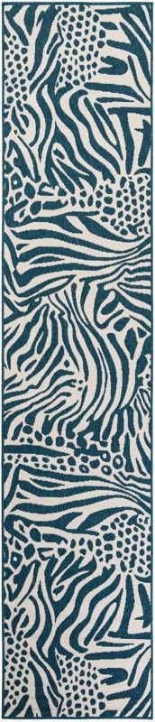 2' 7 x 12' Whittier · Animal print Outdoor Rug, navy blue and ivory