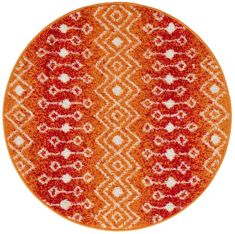 3' 3 x 3' 3 Boswell · Geometric diamond rug, orange and ivory