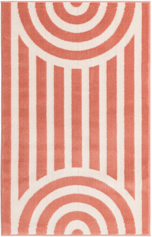 2' x 3' Nye · Geometric rug, soft coral pink