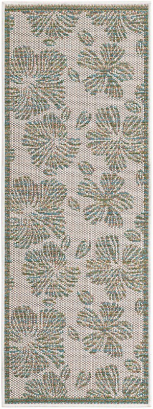 Cortland · Floral / botanical Outdoor Rug, ivory and beige