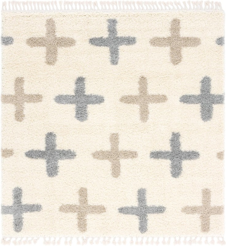 Porteous · Geometric Shag Rug, white