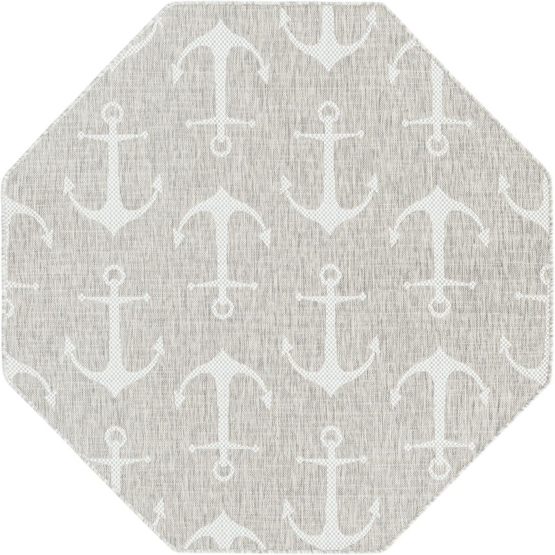 5' 3 x 5' 3 Millbrook · Anchor Outdoor Rug, gray and ivory