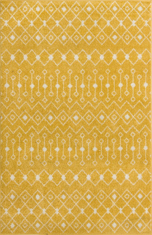 5' 3 x 8' Boswell · Geometric lattice rug, yellow and ivory