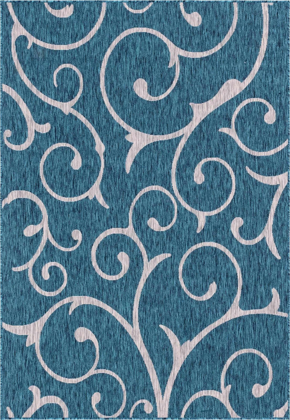 6' x 9' Shale · Floral / botanical Outdoor Rug, teal