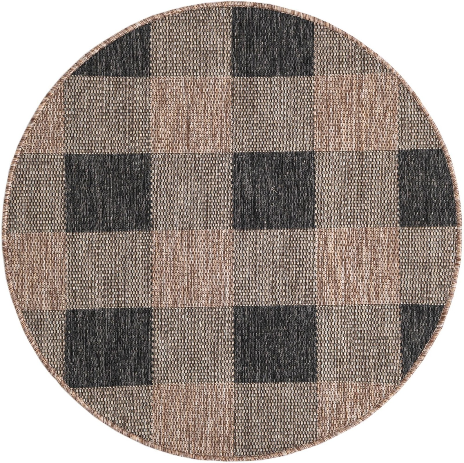3' x 3' Ramona · Plaid Outdoor Rug, black and brown