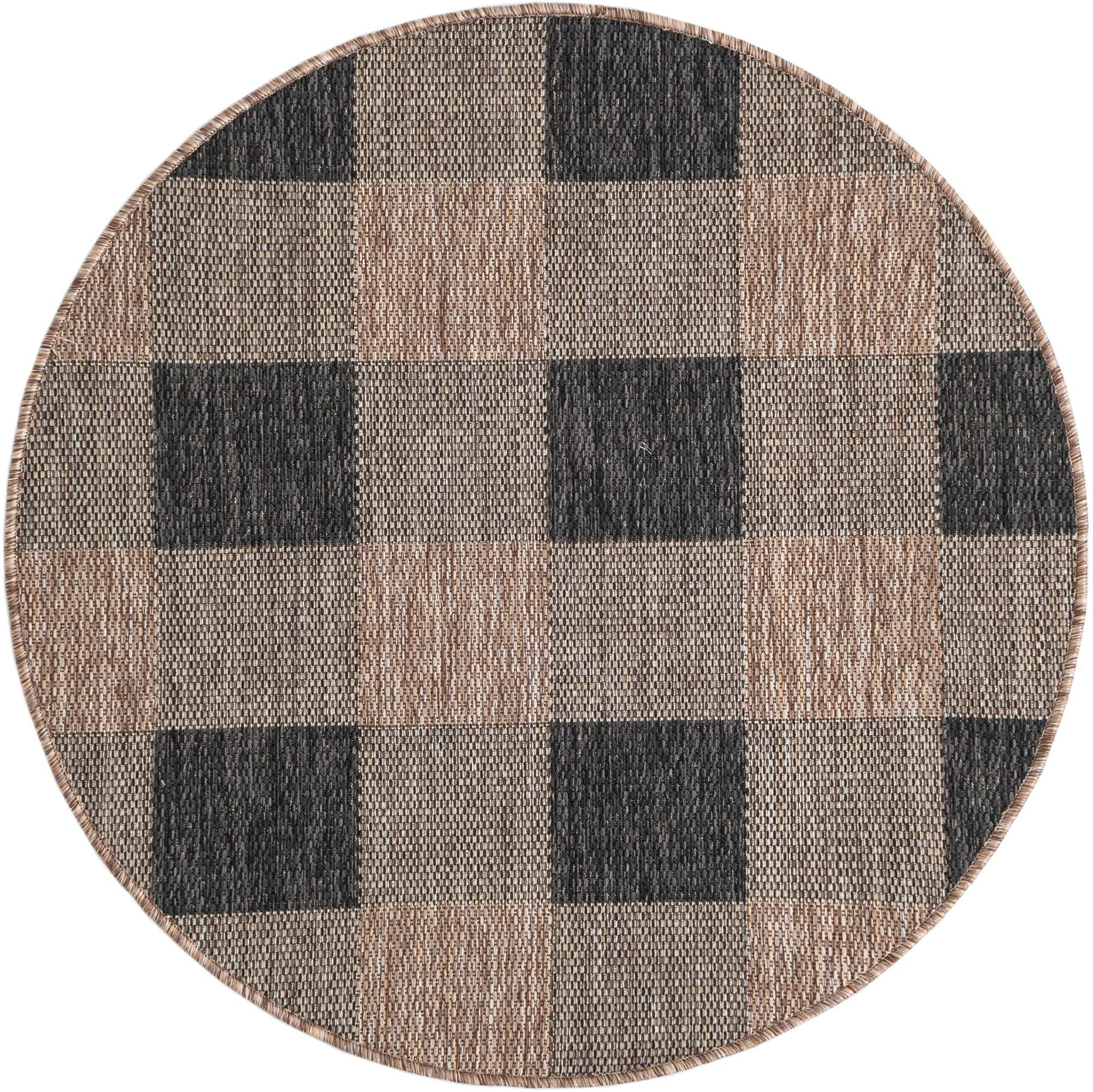 3' x 3' Ramona · Plaid Outdoor Rug, black and brown