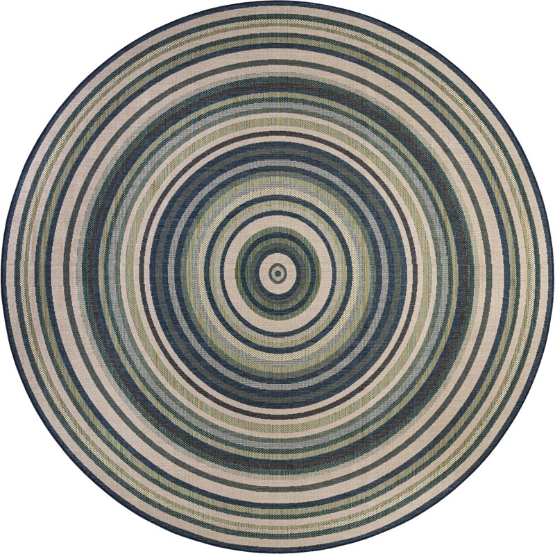 Charlevoix · Striped Outdoor Rug, blue