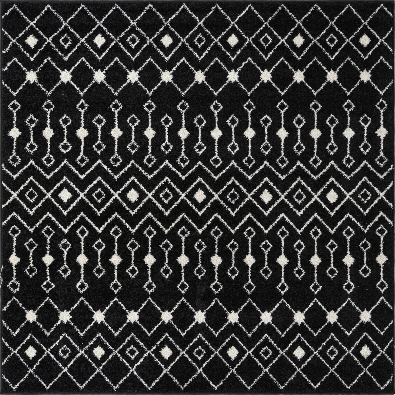 6' x 6' Boswell · Geometric trellis rug, black and white