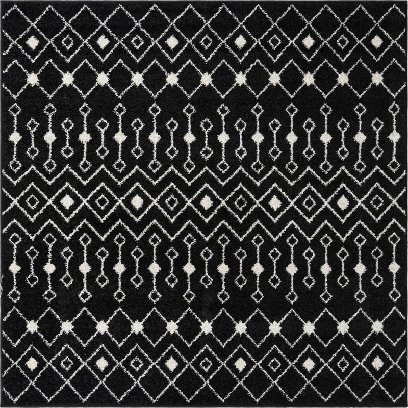 6' x 6' Boswell · Geometric trellis rug, black and white