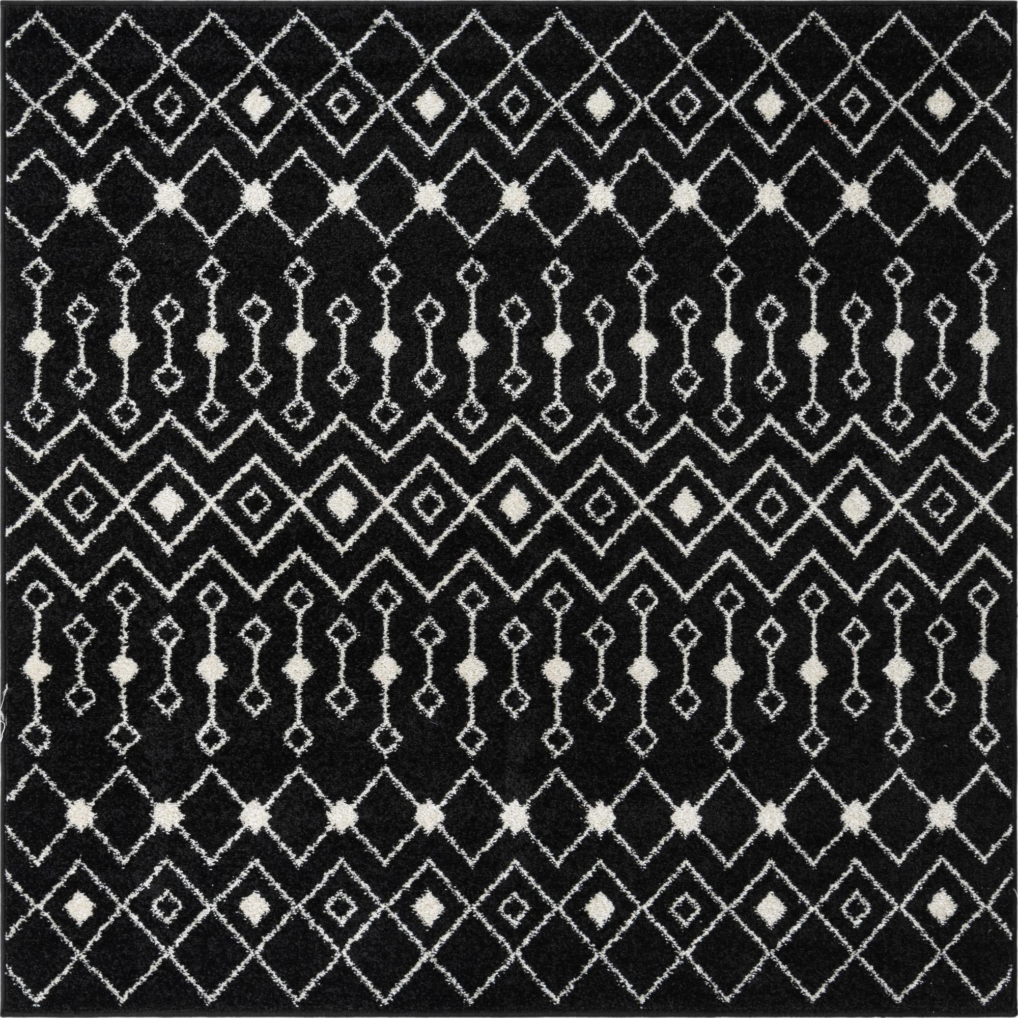 6' x 6' Boswell · Geometric trellis rug, black and white