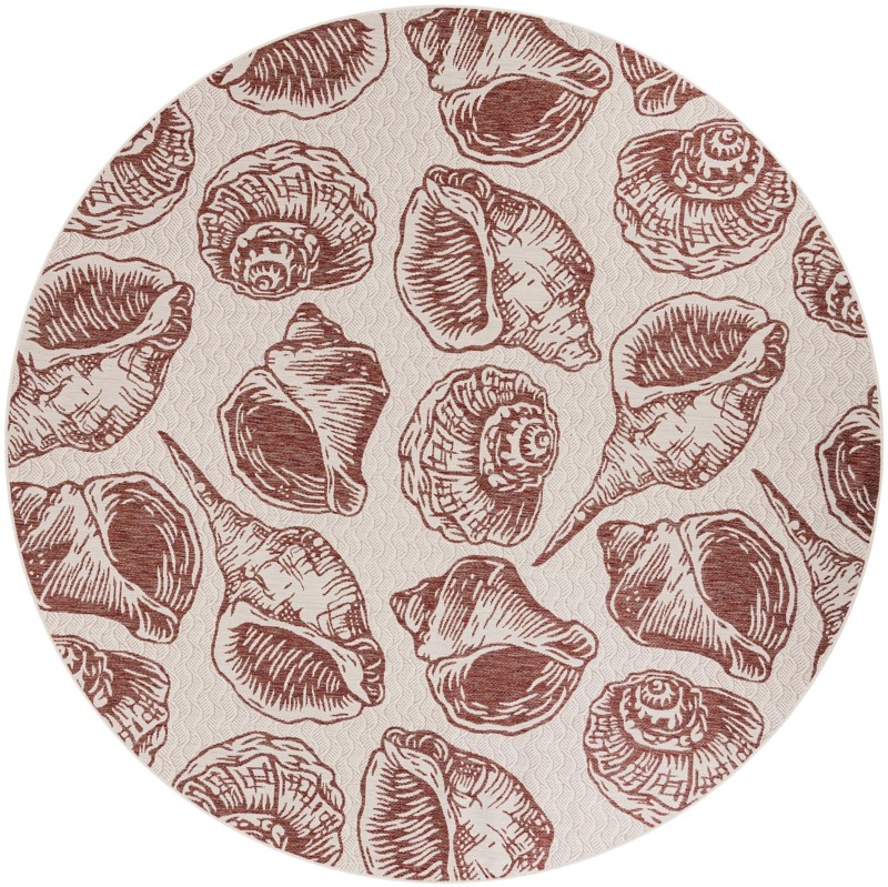 10' x 10' Arcata · Pictoral Outdoor Rug, ivory and rust red
