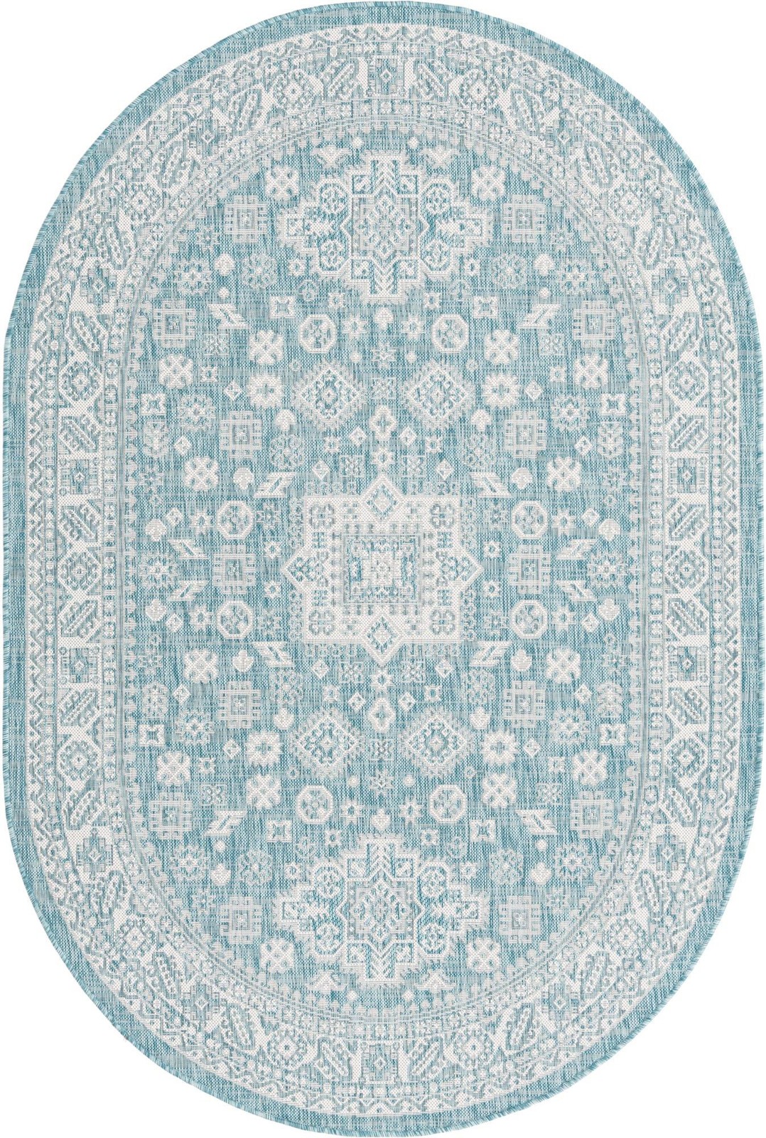 5' 3 x 8' Bellamy · Border Outdoor Rug, aqua