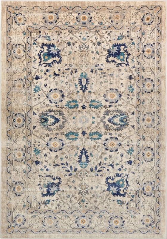 7' x 10' Fanshawe · Medallion rug, beige and blue