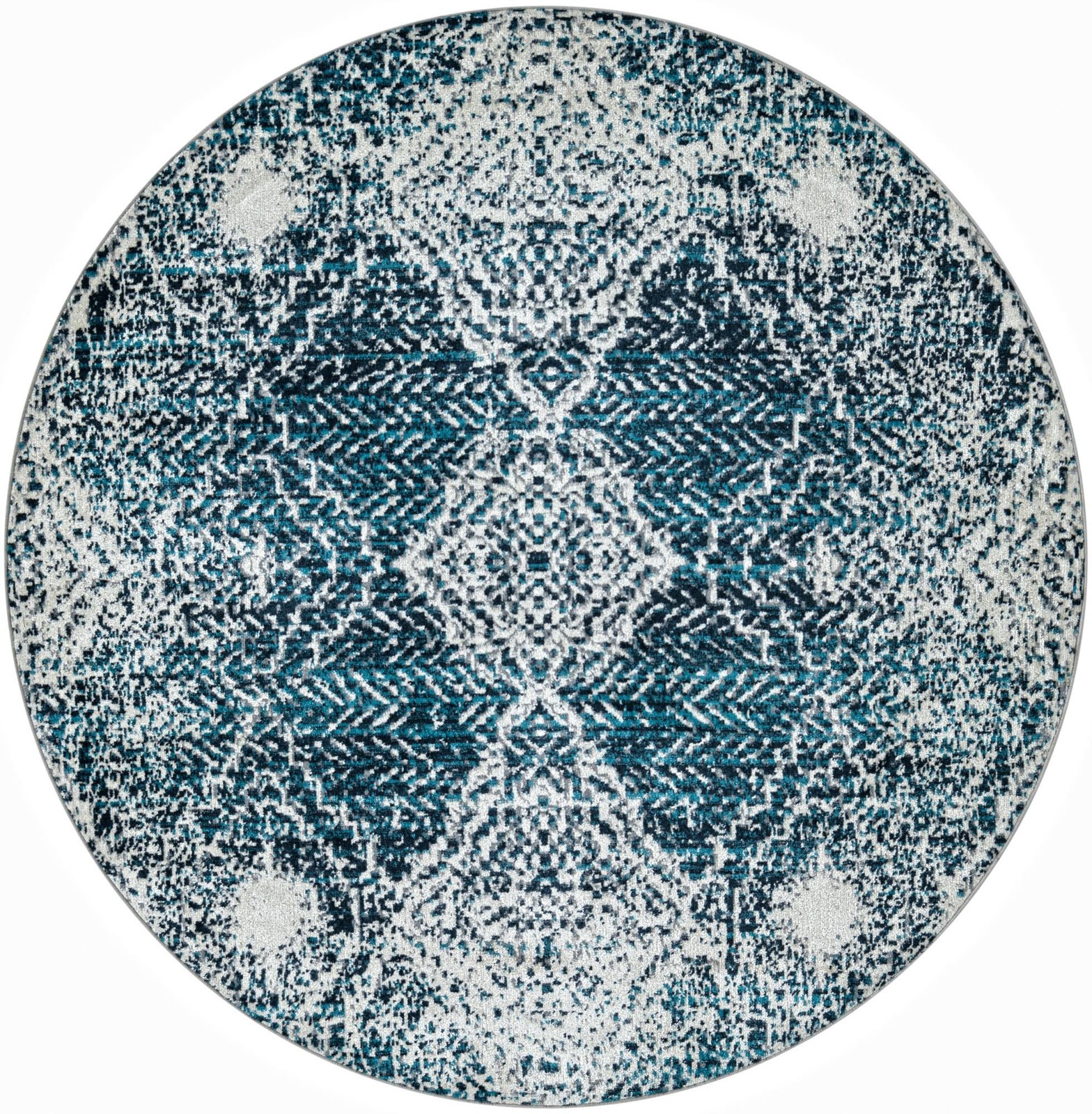 5' 3 x 5' 3 Brower · Medallion Washable Rug, navy and light blue