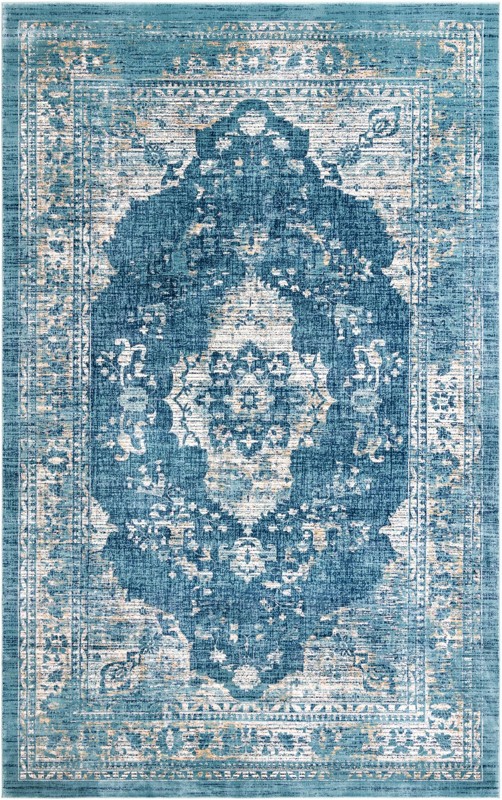 5' x 8' Fanshawe · Medallion rug, navy and beige