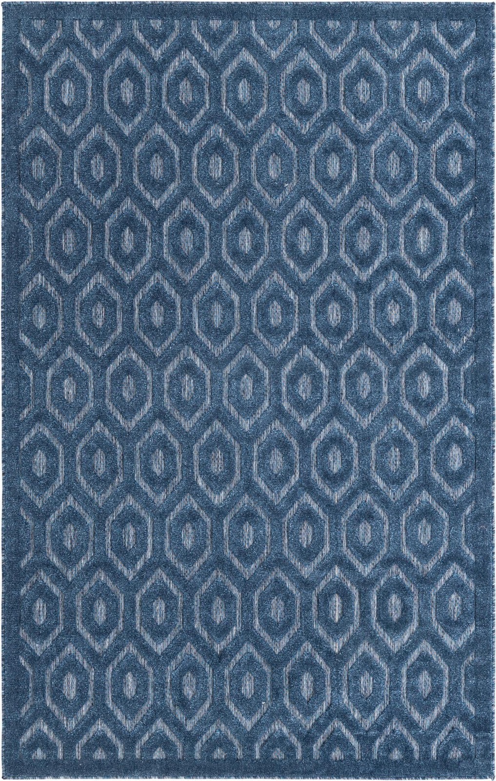 5' 3 x 8' Roanoke · Lattice Outdoor Rug, navy and blue