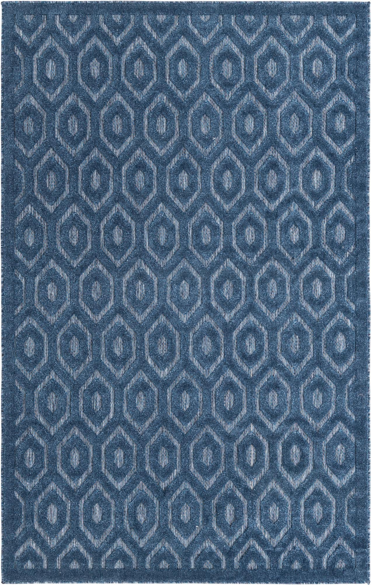 5' 3 x 8' Roanoke · Lattice Outdoor Rug, navy and blue