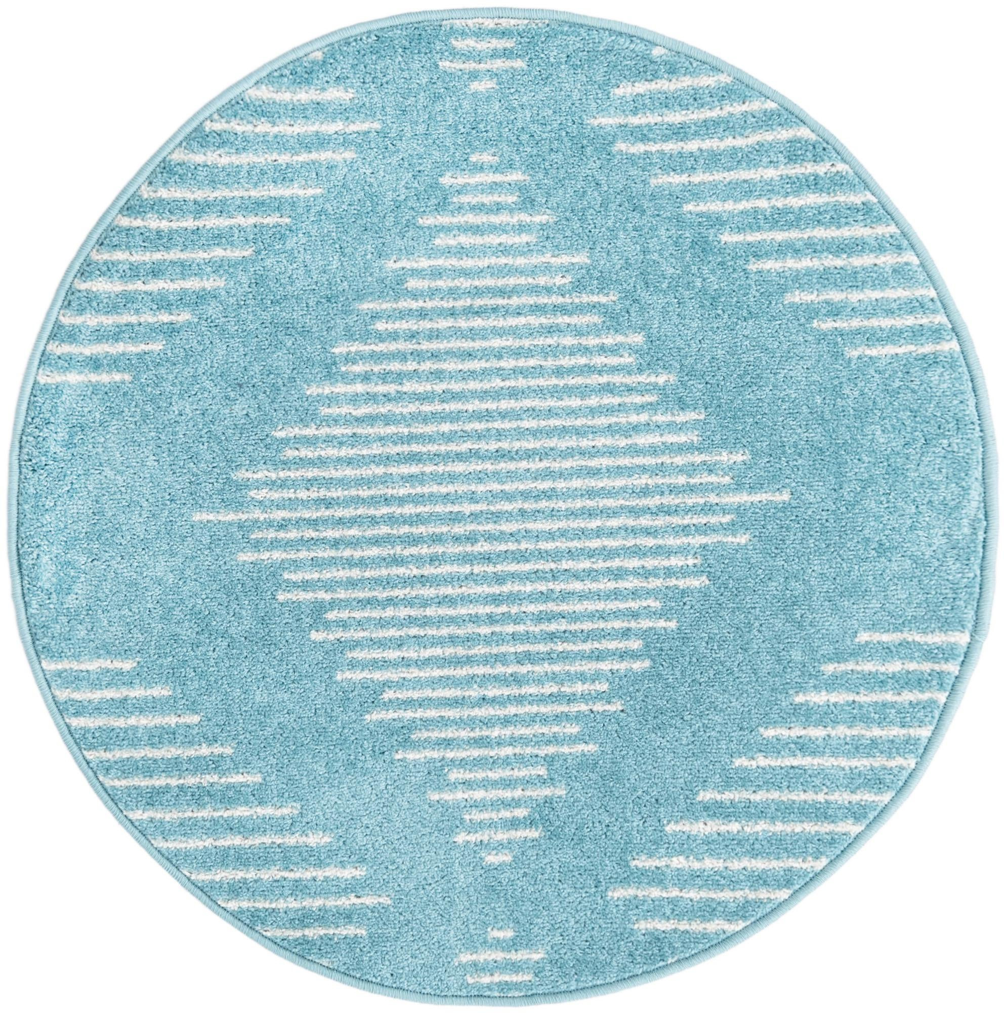 3' x 3' Knox · Diamond rug, light blue