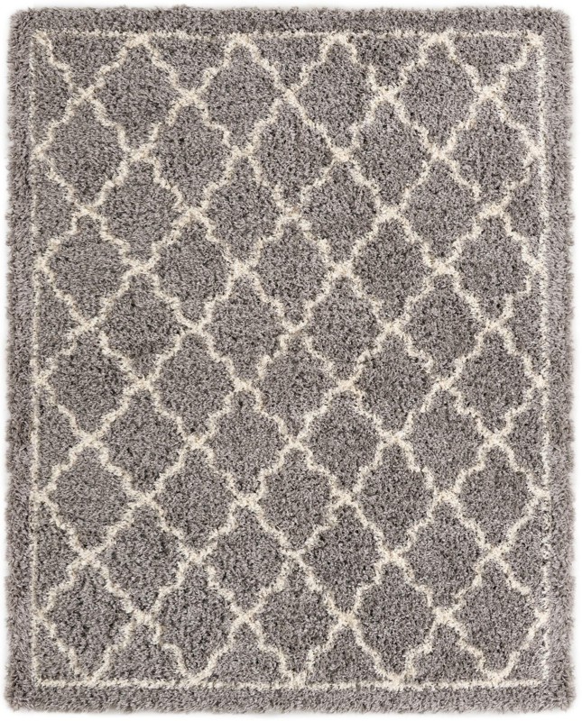 8' x 10' Kemble · Trellis shag rug, gray and ivory