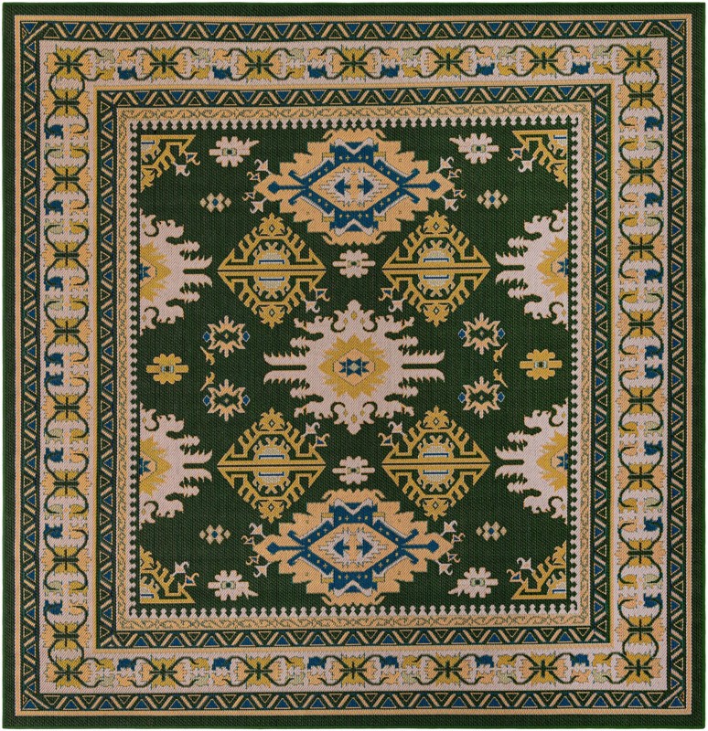 Waxwing · Border Outdoor Rug, green