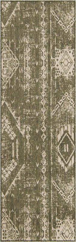 2' x 8' Wildman · Patchwork Outdoor Rug, green