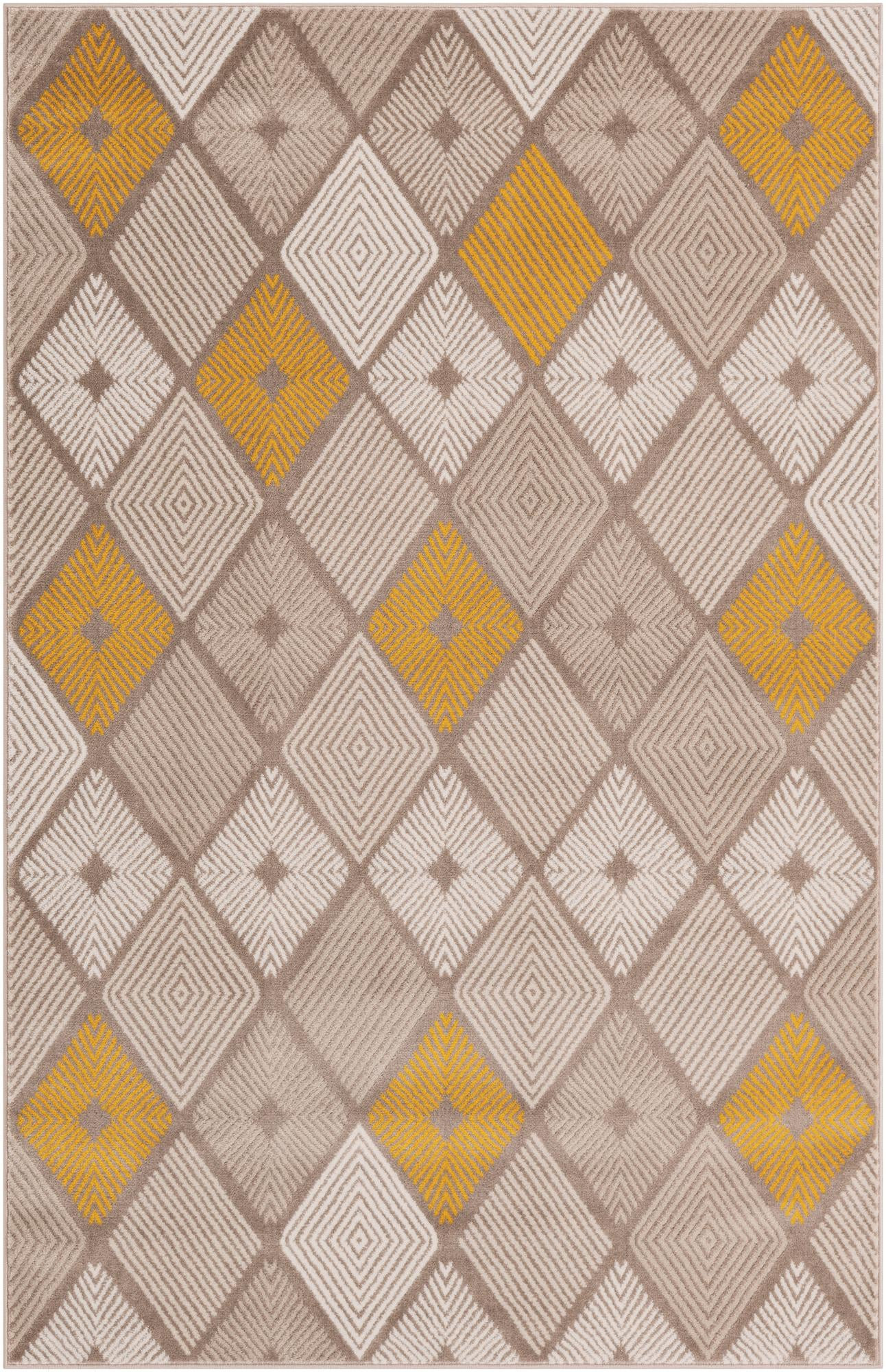 5' 3 x 8' Partridge · Argyle rug, ivory and yellow