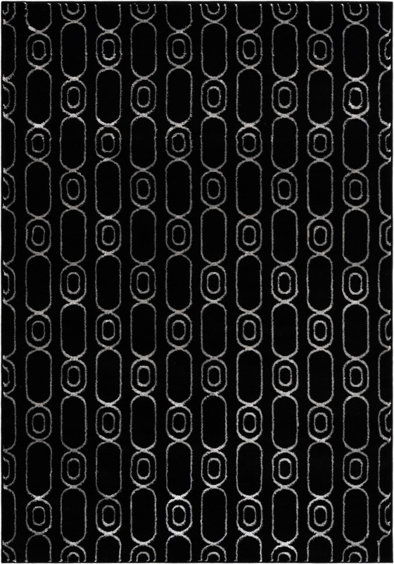 5' 3 x 7' Renwick · Geometric rug, black and silver